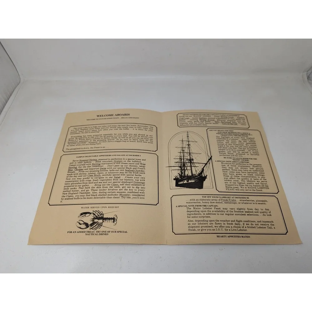 Maine Lobster Feast Creve Coeur‎ Missouri St Louis Souvenir Restaurant Menu VTG